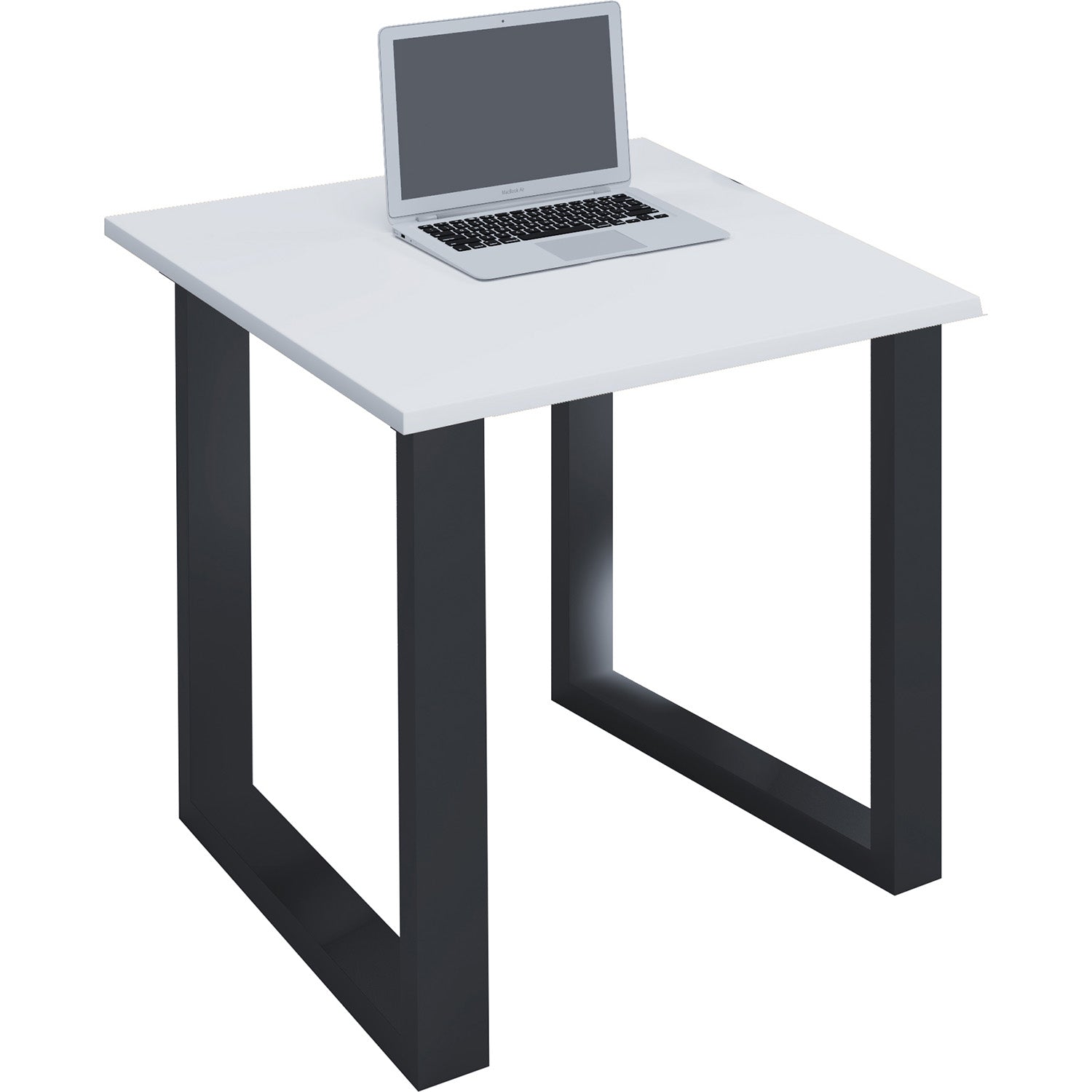 Produktbillede af Lona U-feet skrivebord hvid træ og sort metal 80x80 i premium kvalitet