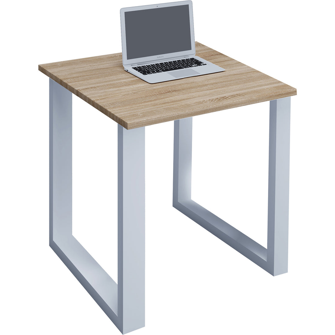 Lona U-feet skrivebord natur træ og hvid metal 80x80