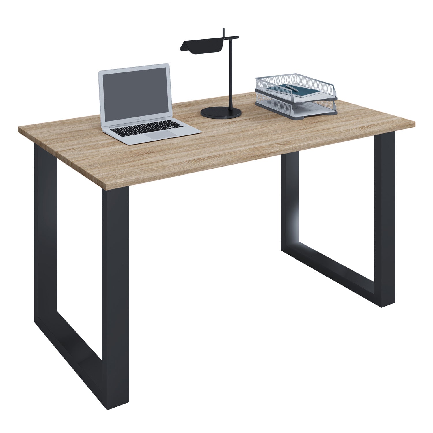 Produktbillede af Lona U-feet skrivebord natur træ og sort metal 110x80 i premium kvalitet