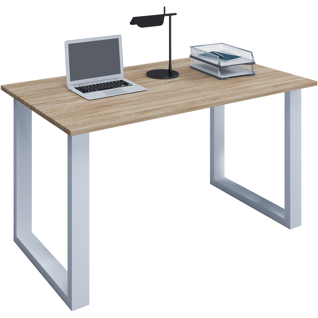 Lona U-feet skrivebord natur træ og hvid metal 110x80