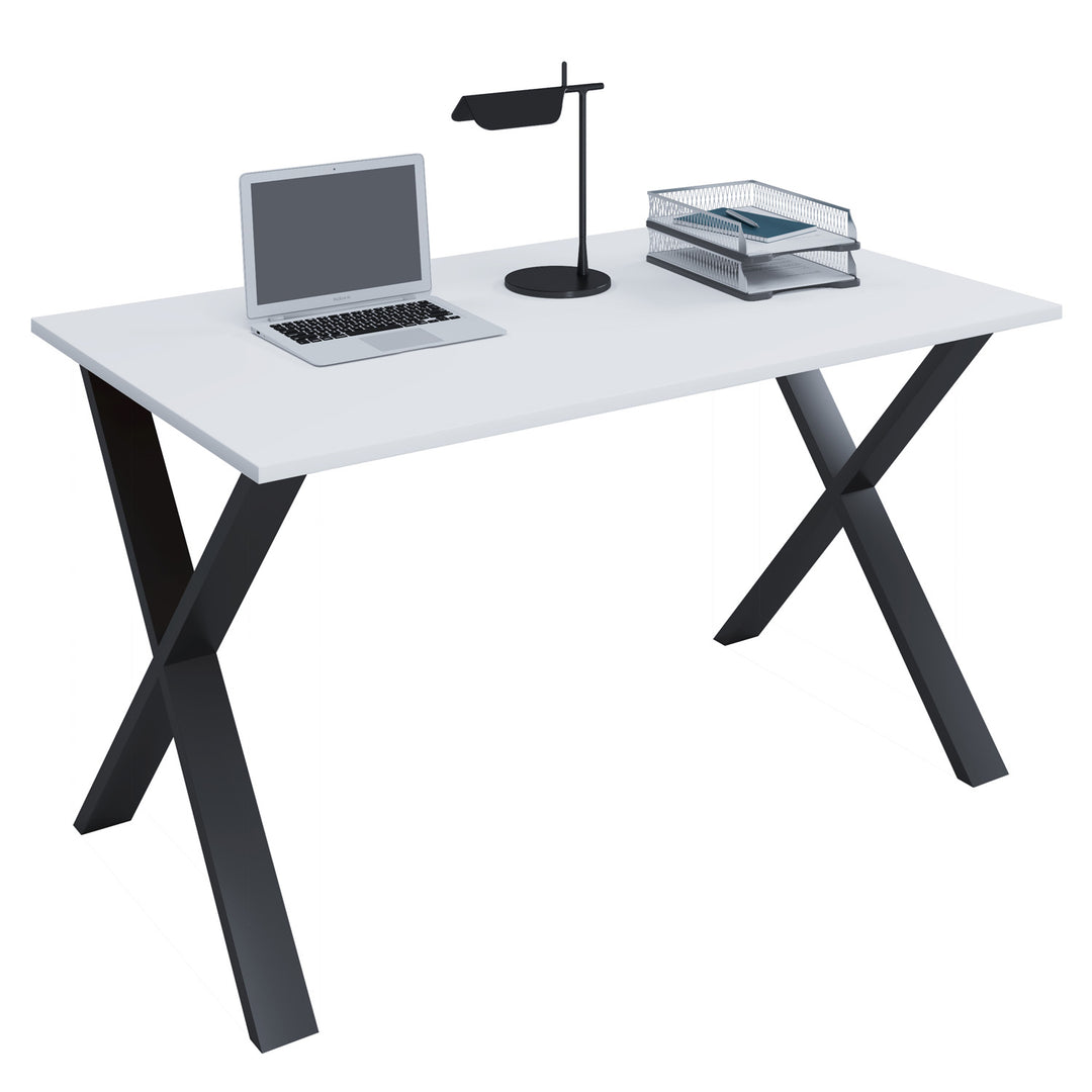 Lona X-feet skrivebord hvid træ og sort metal 140x80