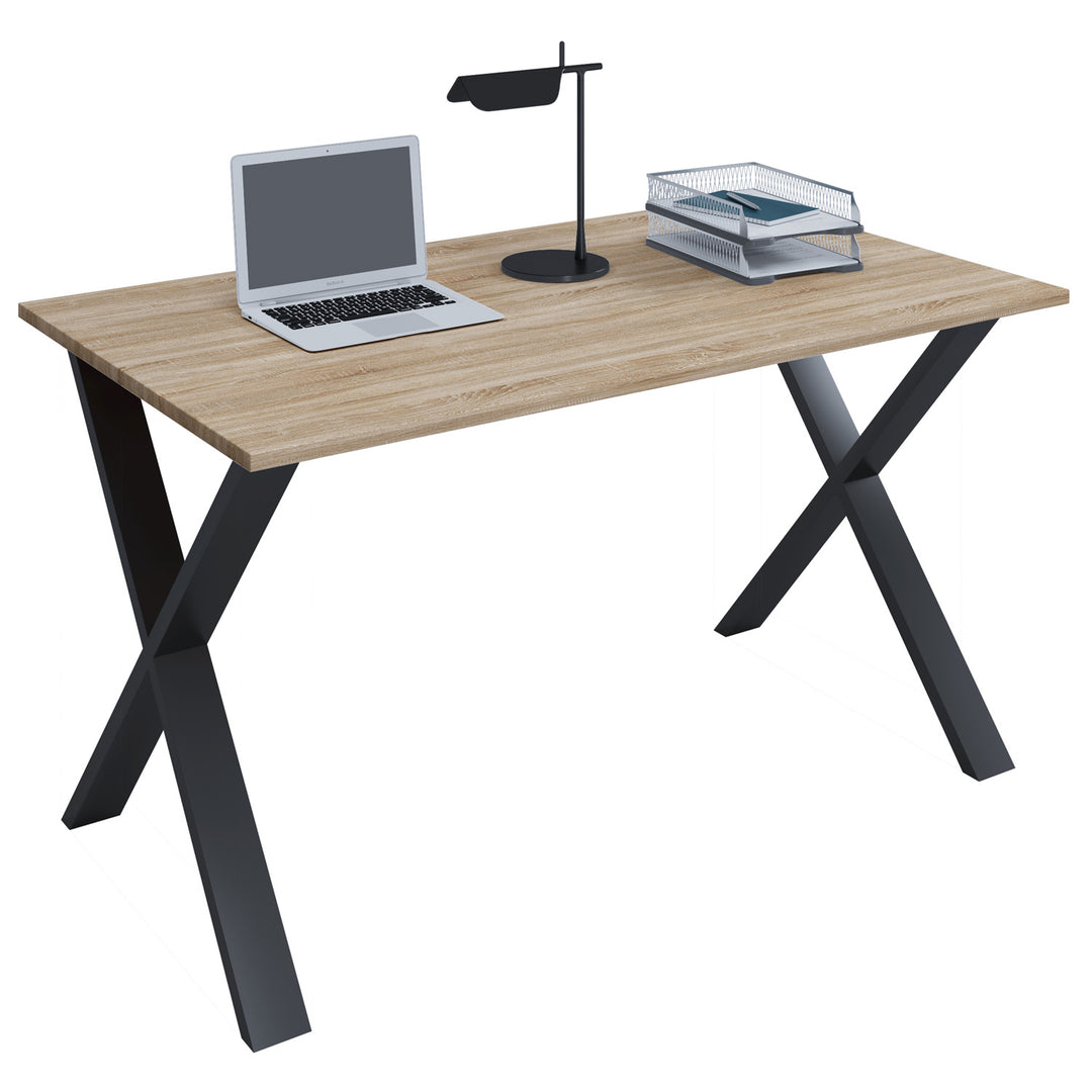 Lona X-feet skrivebord natur træ og sort metal 140x80