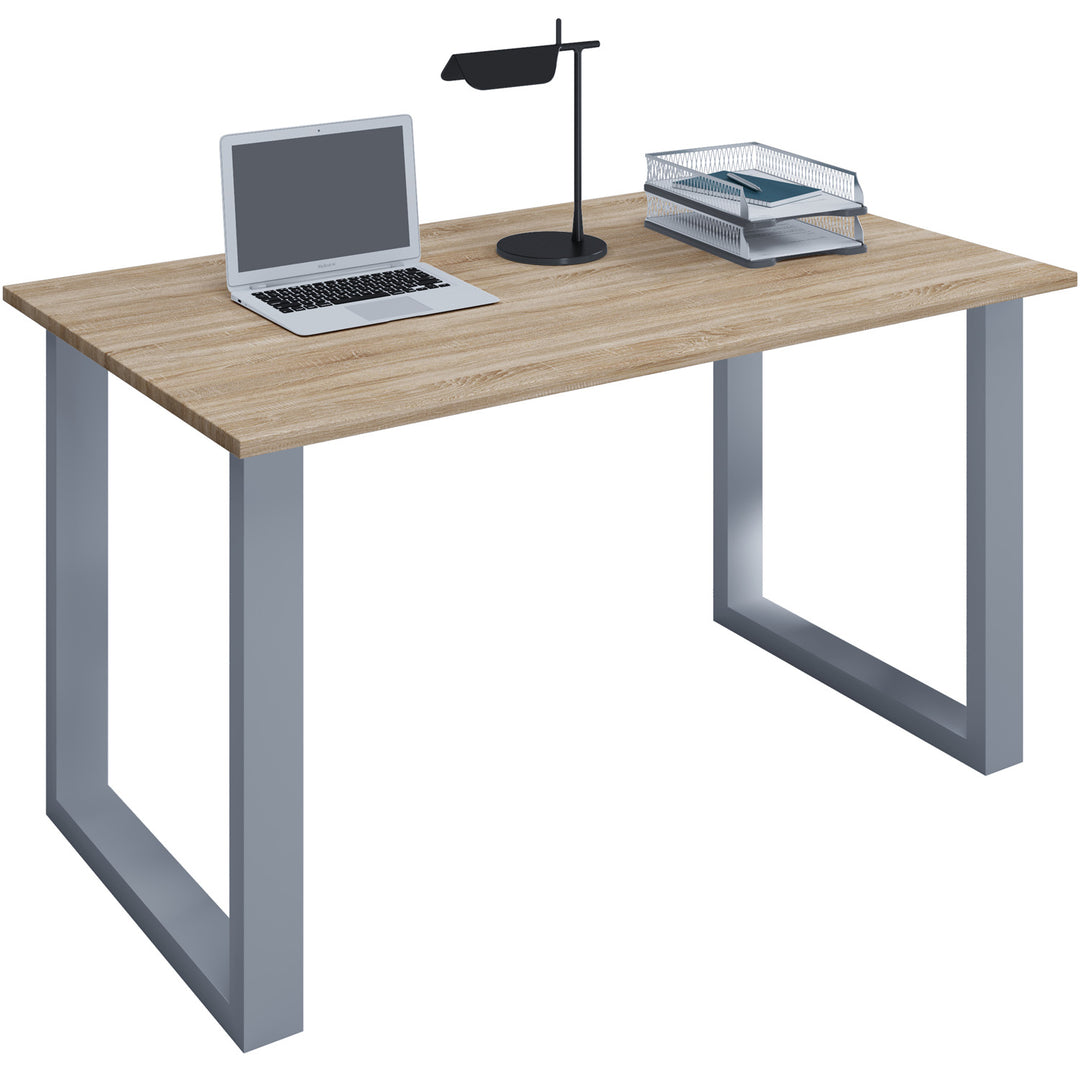 Lona U-feet skrivebord natur træ og sølvgrå metal 140x80