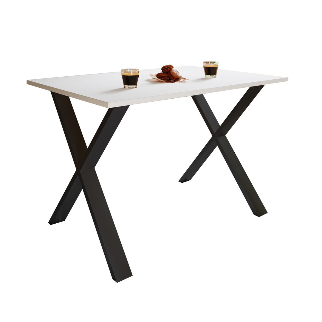 Xona X-feet spisebord hvid træ og sort aluminium 110x50