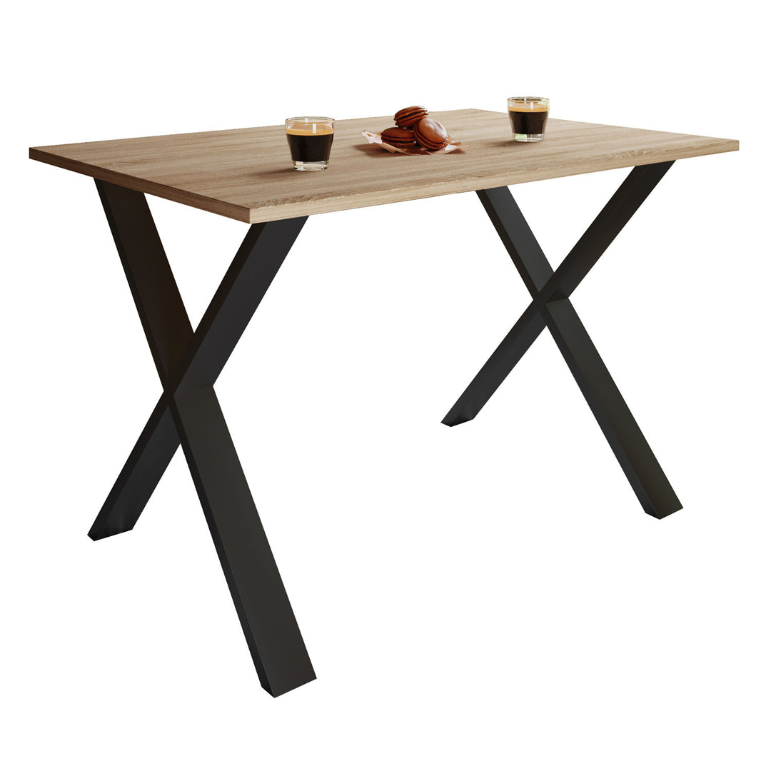 Xona X-feet spisebord natur træ og sort aluminium 110x50