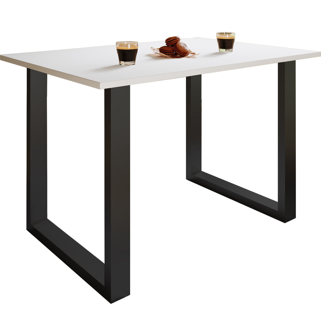 Xona U-feet spisebord hvid træ og sort aluminium 110x50