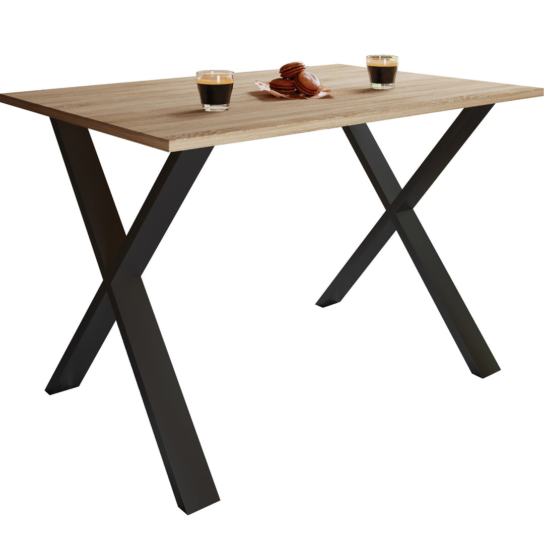 Xona X-feet spisebord natur træ og sort aluminium 140x50