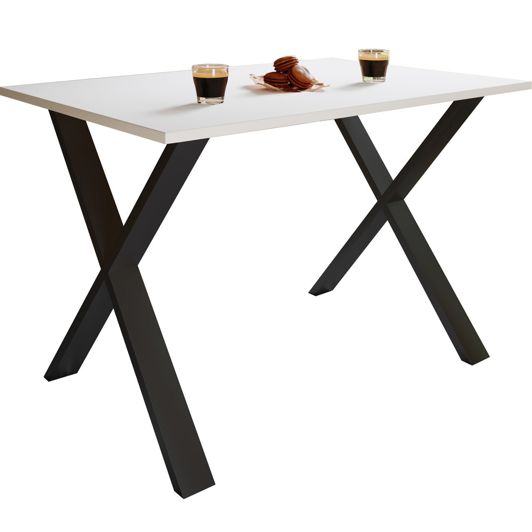 Xona X-feet spisebord hvid træ og sort aluminium 140x80