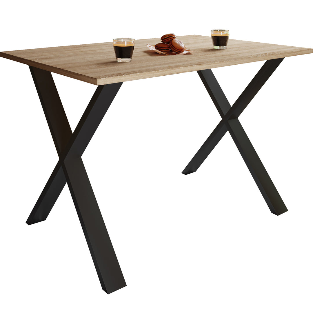 Xona X-feet spisebord natur træ og sort aluminium 140x80