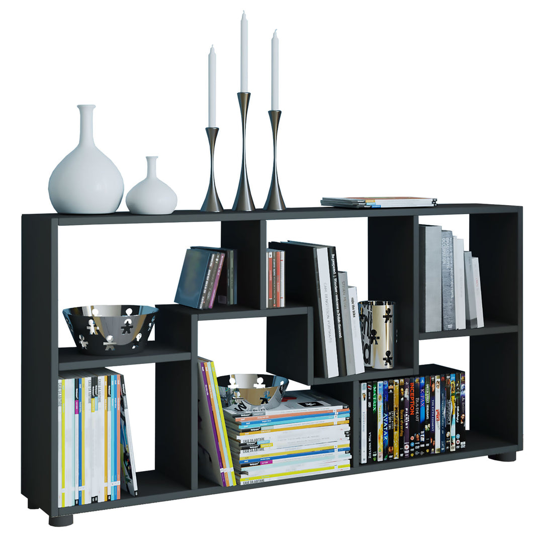 Pintal reol m. 6 rum sort træ H:62cm x117cm x 20cm
