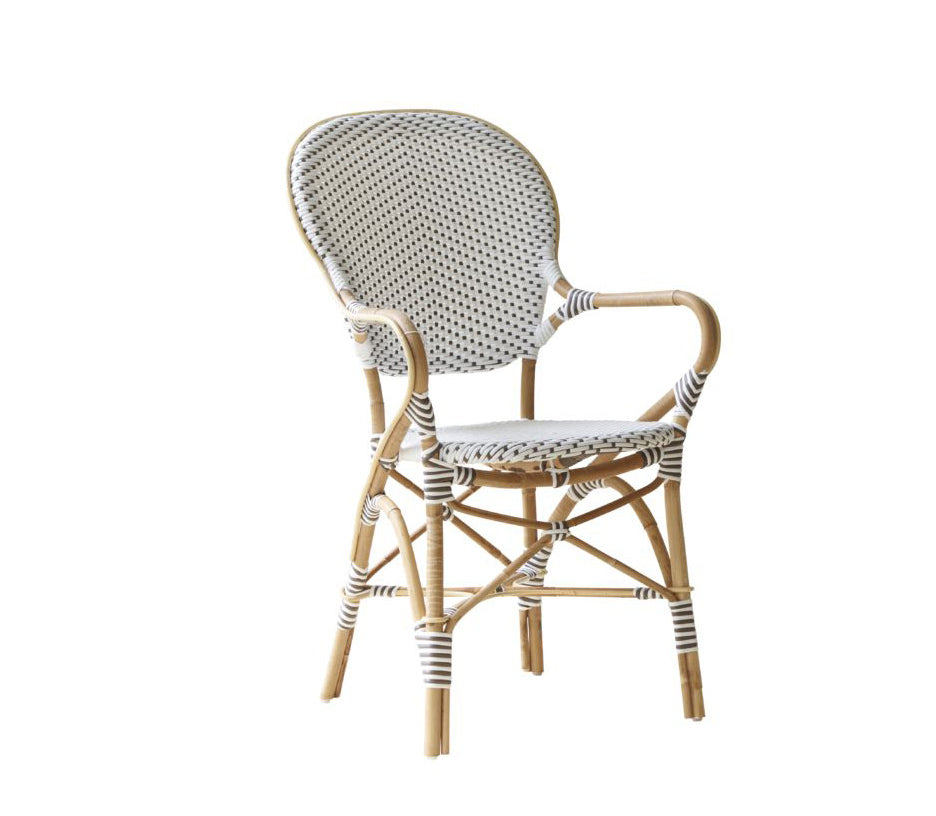 Produktbillede af SIKA DESIGN ISABELL CAFÃSTOL M/ARMLÆN CAPPUCHINO PRIK HVID 92 i premium kvalitet