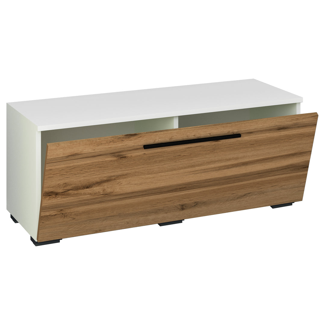 VCM NORDIC Arila S TV-bord m. 1 låge og 2 rum hvid og natur træ 110x30