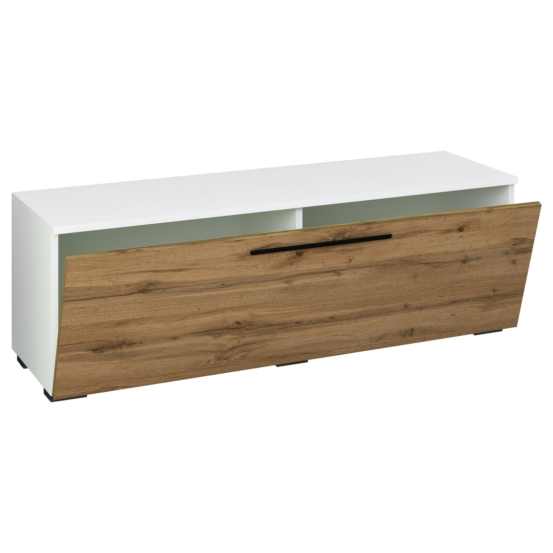 VCM NORDIC Arila M TV-bord m. 1 låge og 2 rum hvid og natur træ 115x40