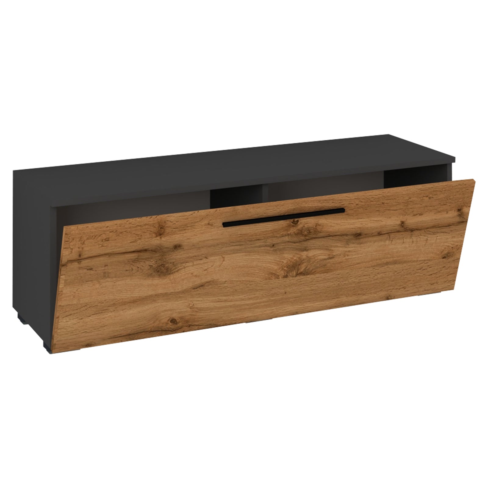 Produktbillede af VCM NORDIC Arila M TV-bord m. 1 låge og 2 rum antracitgrå og natur træ 115x40 i premium kvalitet