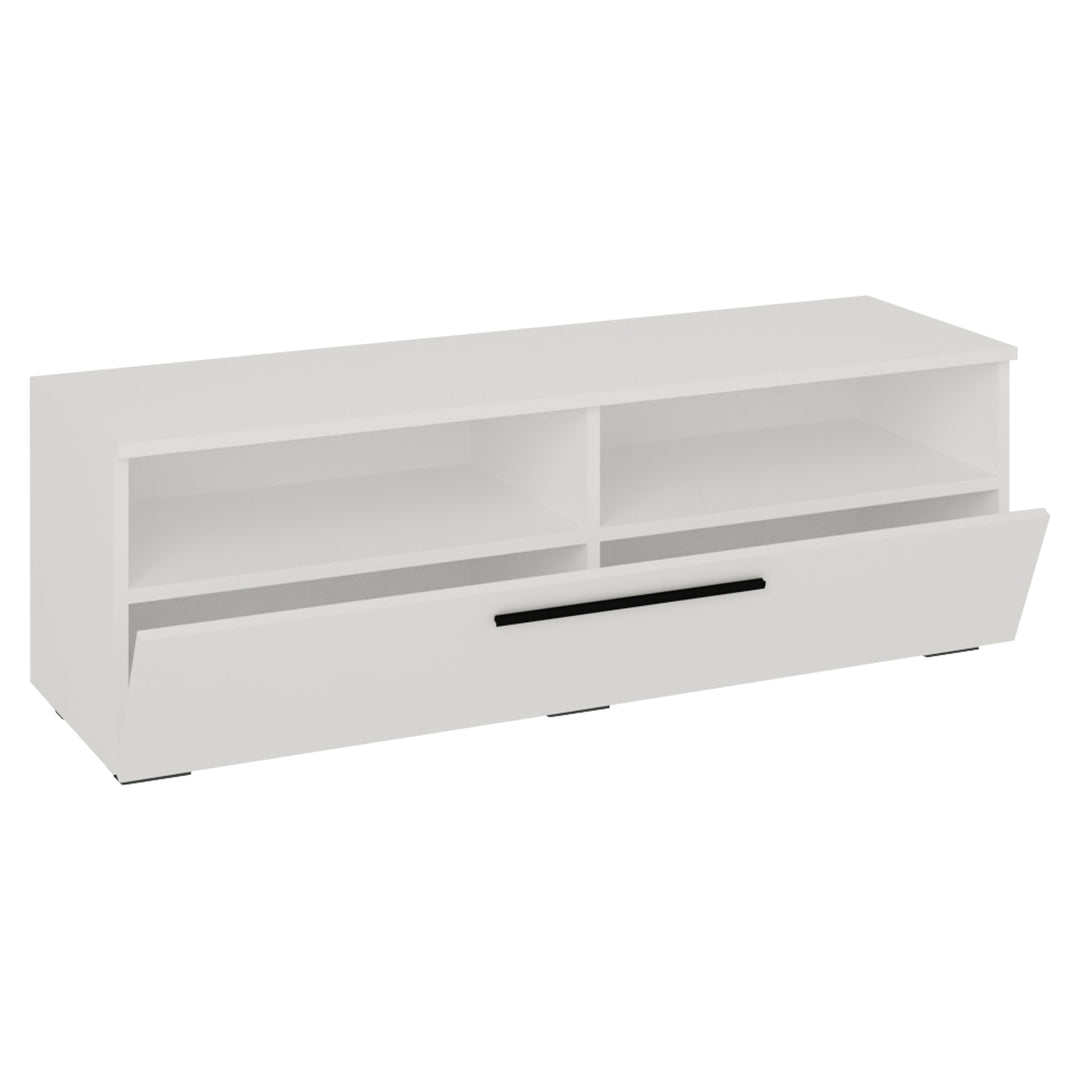 VCM NORDIC Arila XL TV-bord m. 1 låge og 4 rum hvid træ 115x40