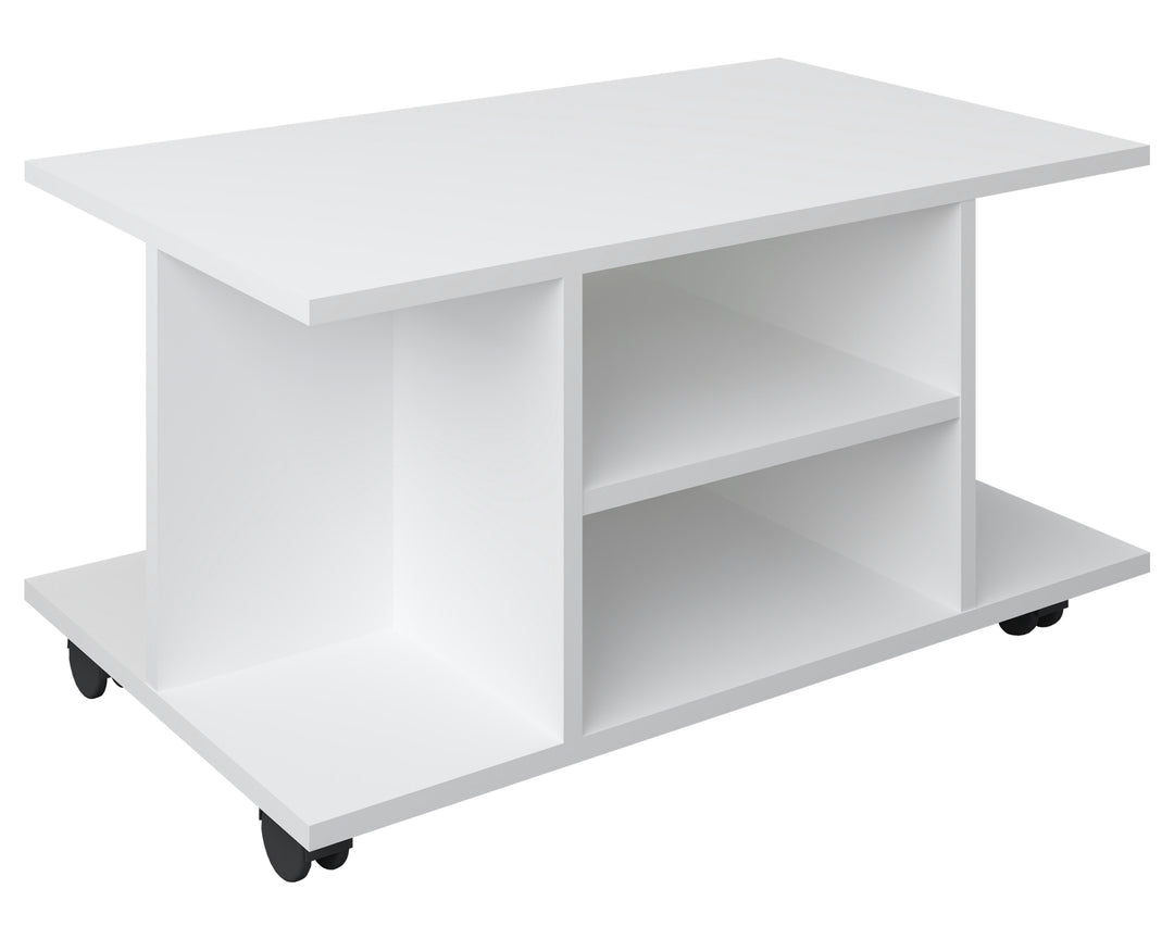 VCM NORDIC Findula sofabord m. 6 rum og hjul hvid træ 80x40