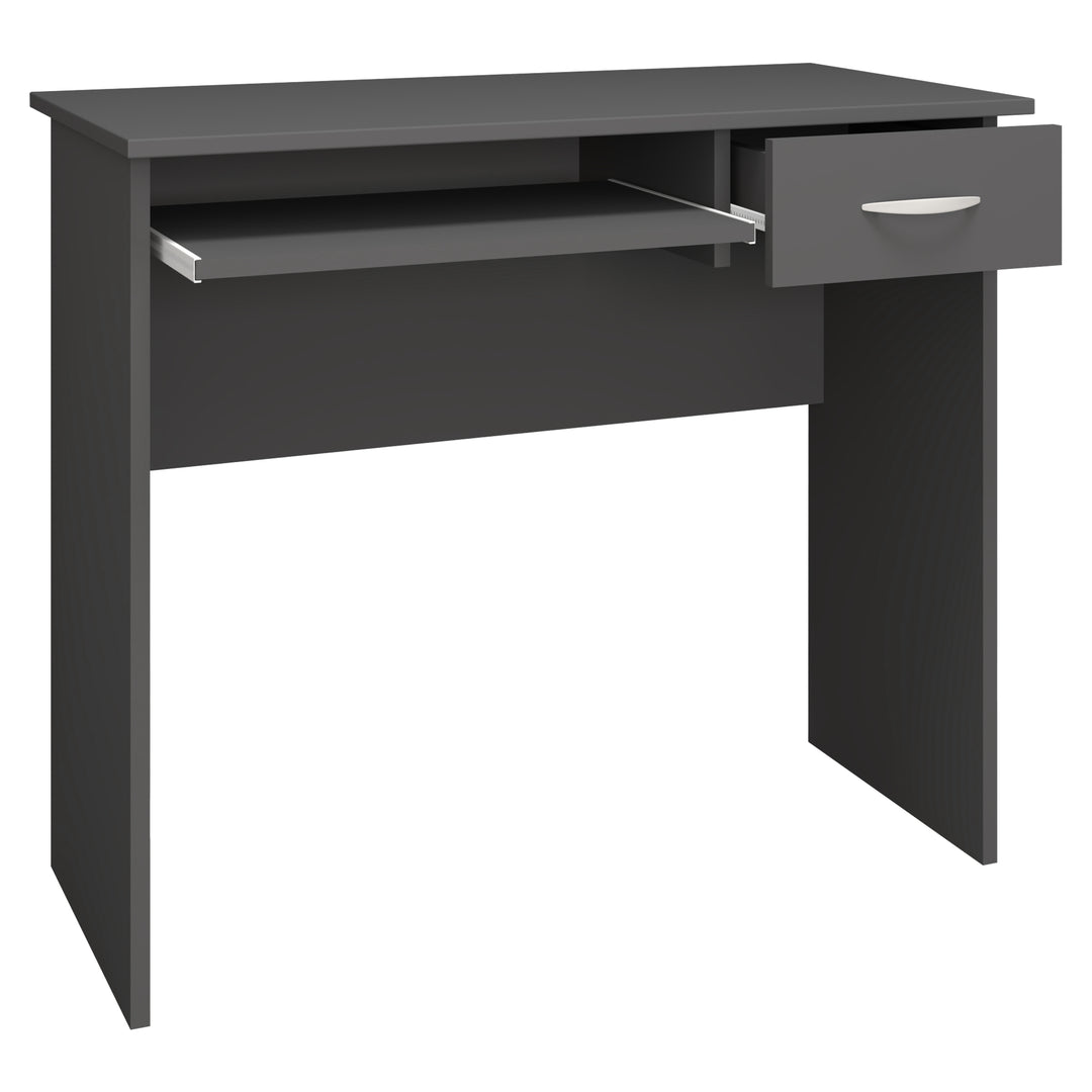 VCM NORDIC Arusa L skrivebord m. 1 tastaturhylde og 1 skuffe antracitgrå træ 85x50