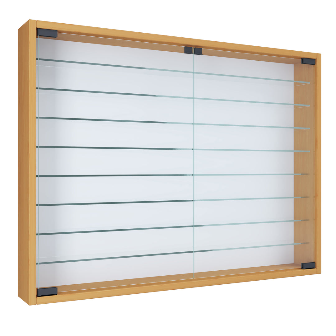 VCM NORDIC Mandosa XXL vægskab m. 2 låger og 8 hylder glas og natur træ