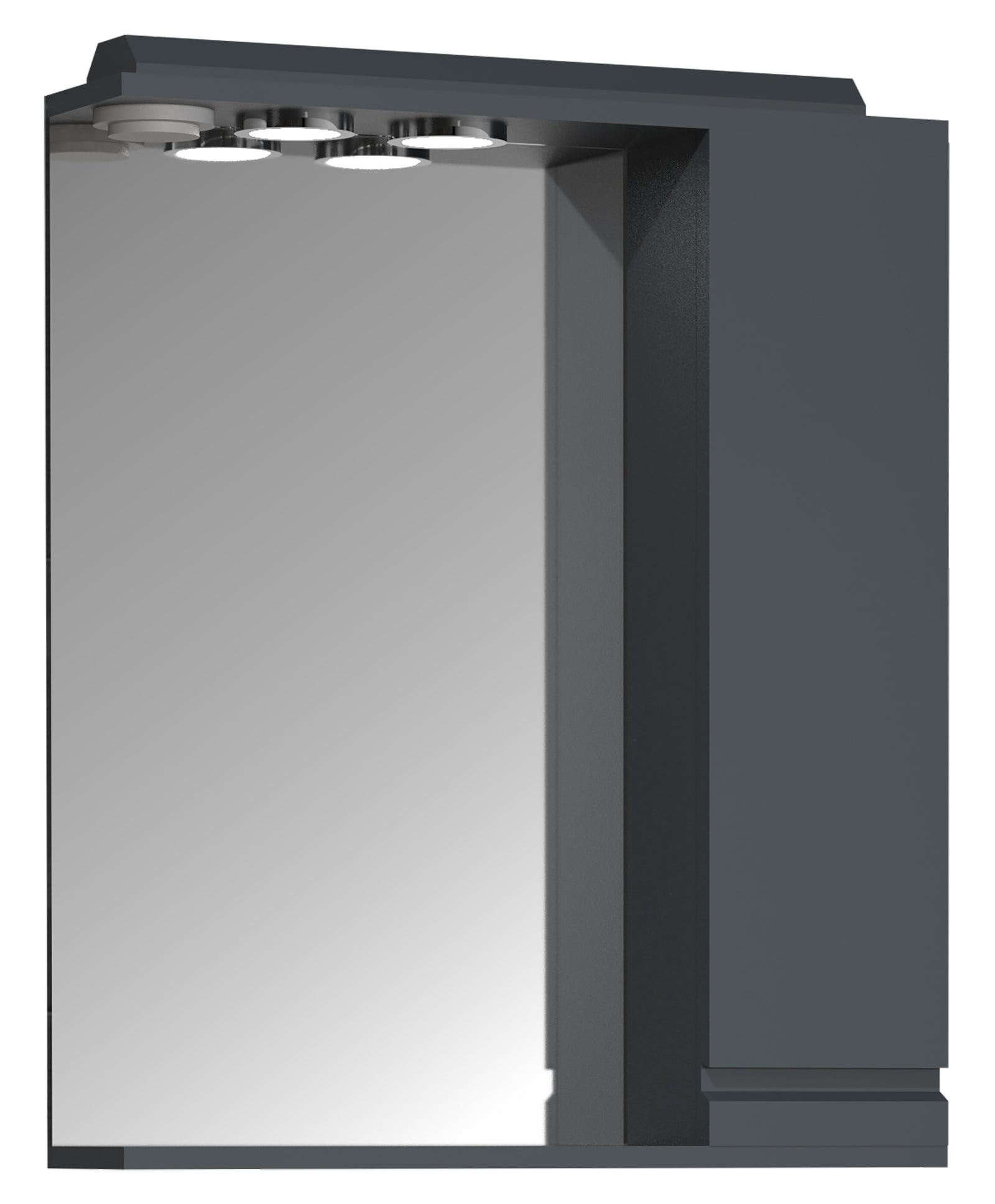 Produktbillede af VCM NORDIC Silora L badeværelse spejlskab m. lys 1 låge 2 hylder antracitgrå træ 60cm i premium kvalitet