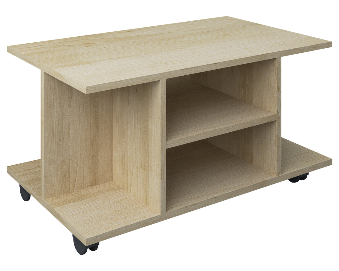VCM NORDIC Findalo TV-bord m. 4 rum og hjul natur træ 80x40