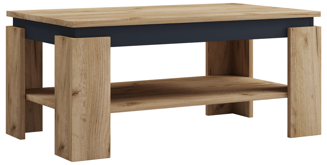 VCM NORDIC Rolas sofabord m. 1 hylde natur og sort træ 90x41