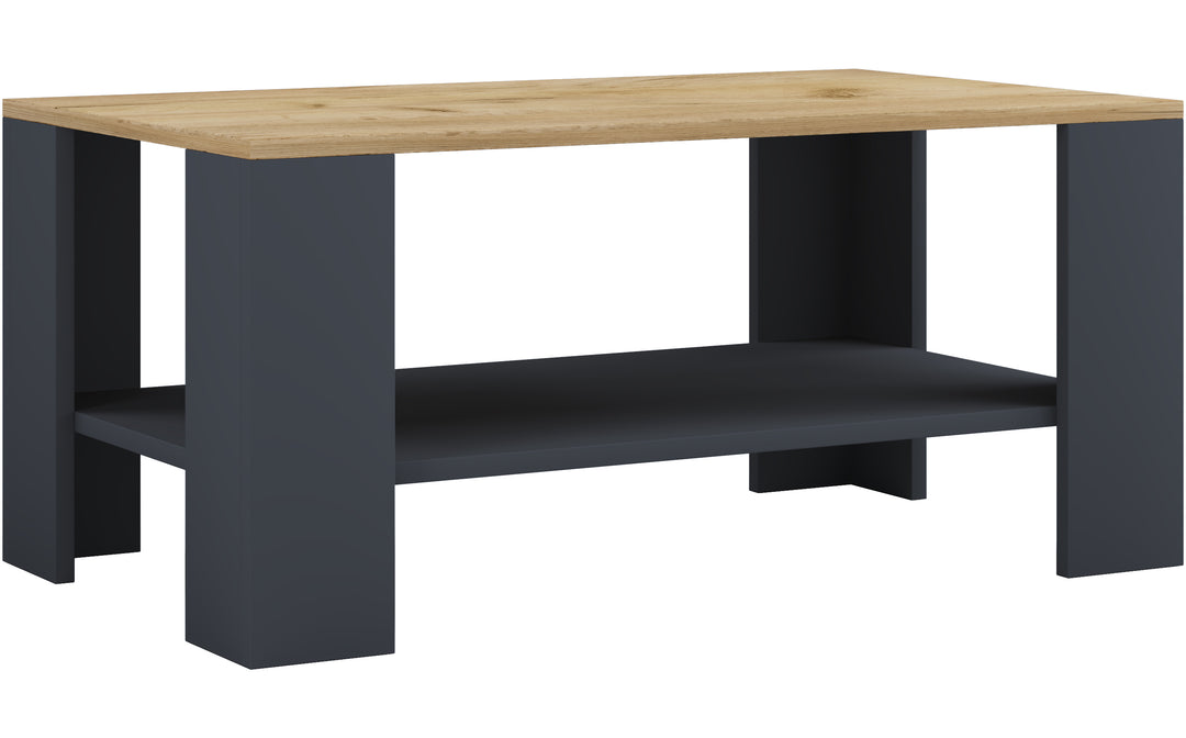 VCM NORDIC Dalus sofabord m. 1 hylde natur og antracitgrå træ 90x41