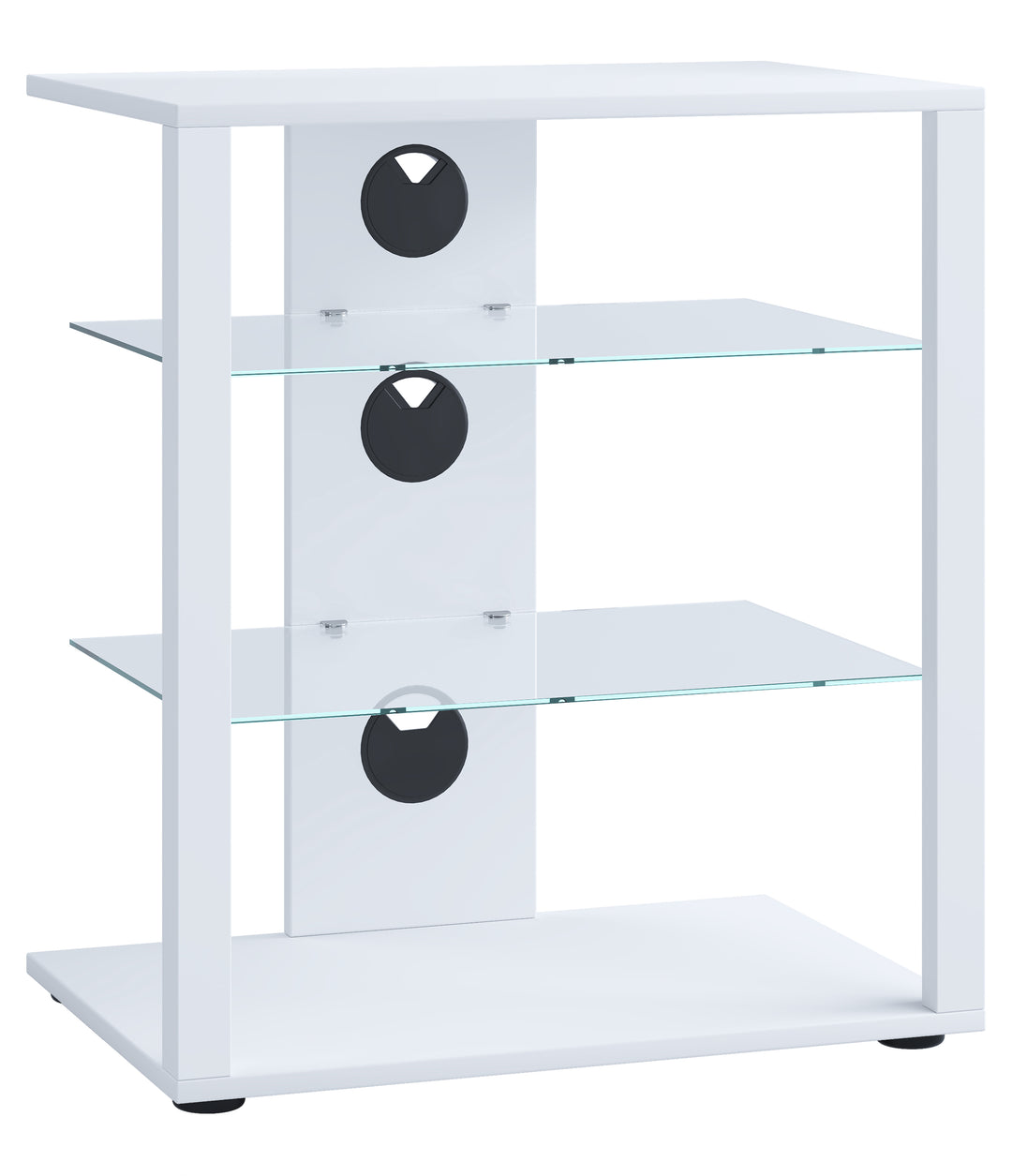 VCM NORDIC Folas Hi-fi og TV-bord m. 2 glashylder hvid træ 60x41