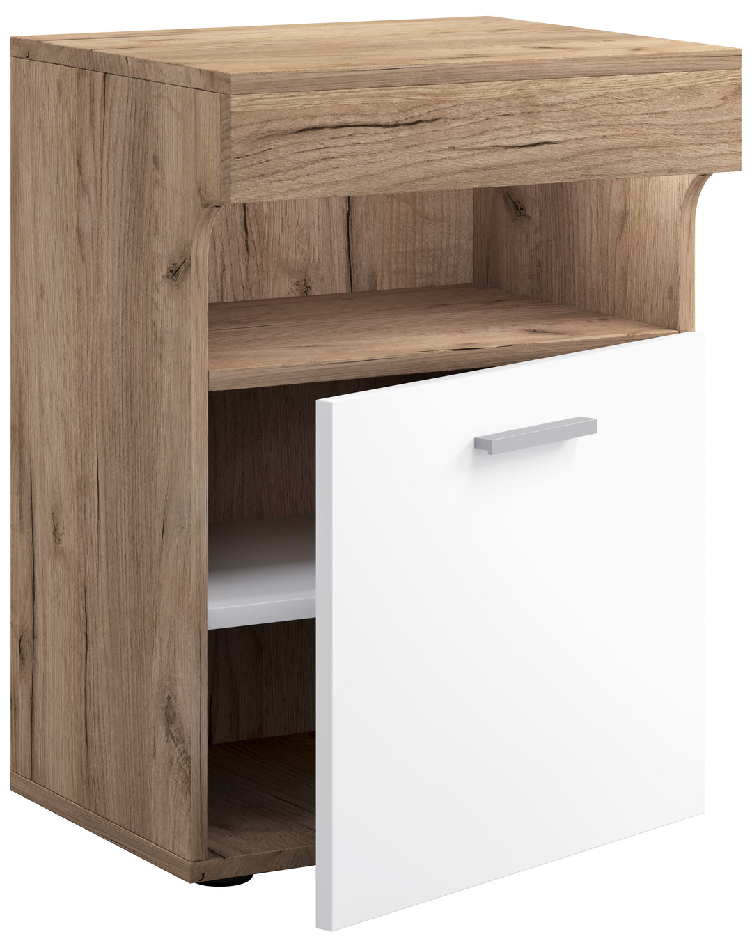 VCM NORDIC Slepal M sengebord m. 1 låge 1 rum 1 hylde hvid og natur træ 45x39