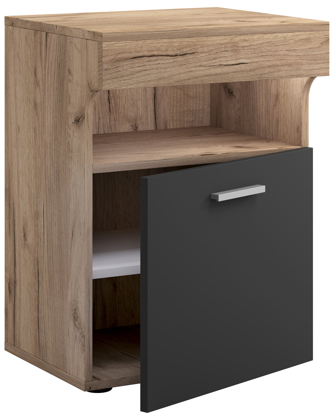 VCM NORDIC Slepal M sengebord m. 1 låge 1 rum 1 hylde hvid natur antracitgrå træ 45x39