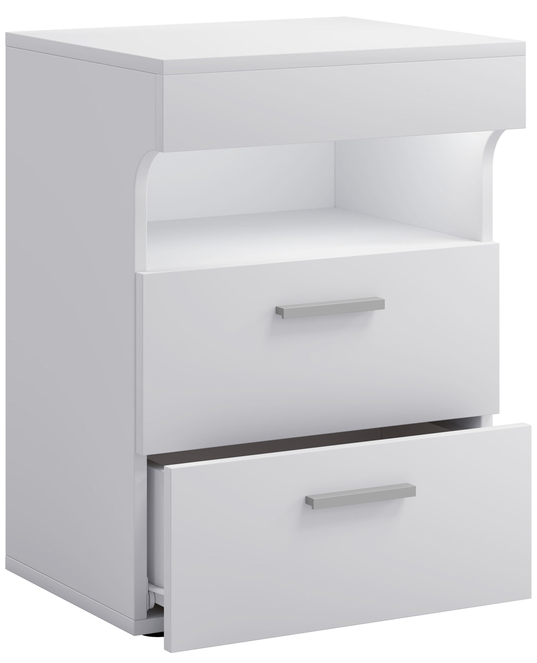VCM NORDIC Slepal L sengebord m. 1 rum 2 skuffer hvid træ 45x39