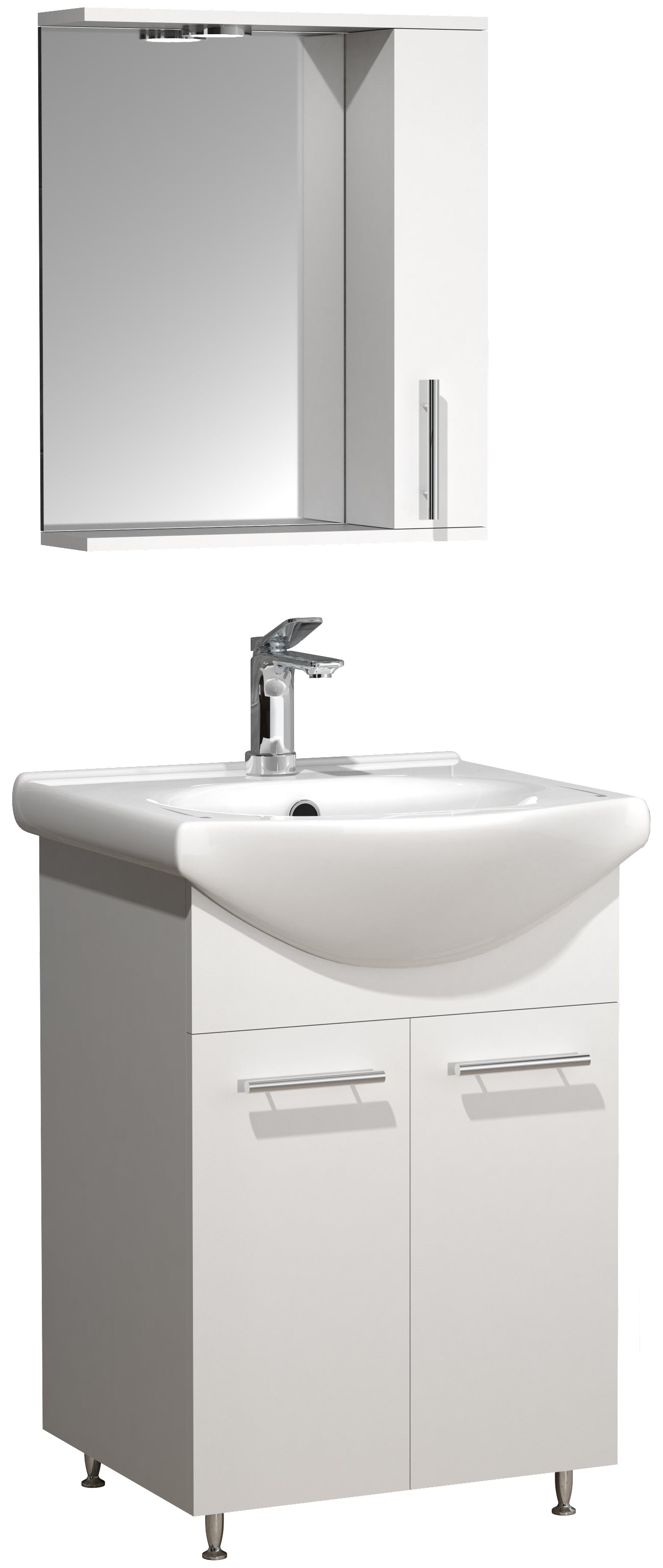 Produktbillede af VCM NORDIC Lisalo M 3-delt vaskeplads m. spejlskab keramik håndvask 3 låger hvid melamin i premium kvalitet