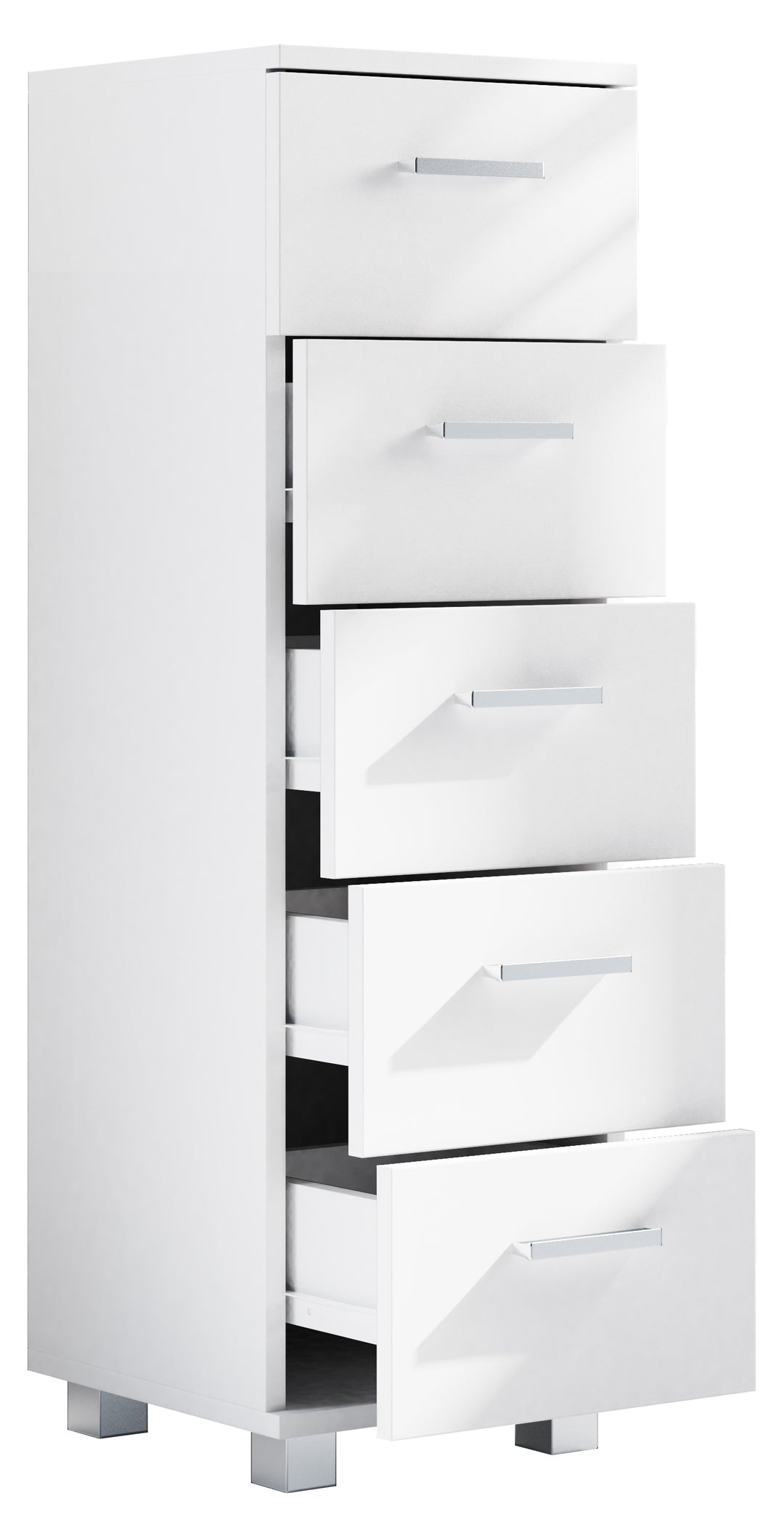 VCM NORDIC Zalo M kommode badeværelsesskab m. 5 skuffer hvid melamin