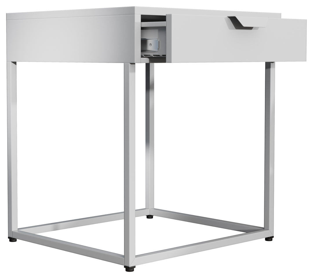 VCM NORDIC Flokas S sengebord m. 1 skuffe hvid metal 43x41