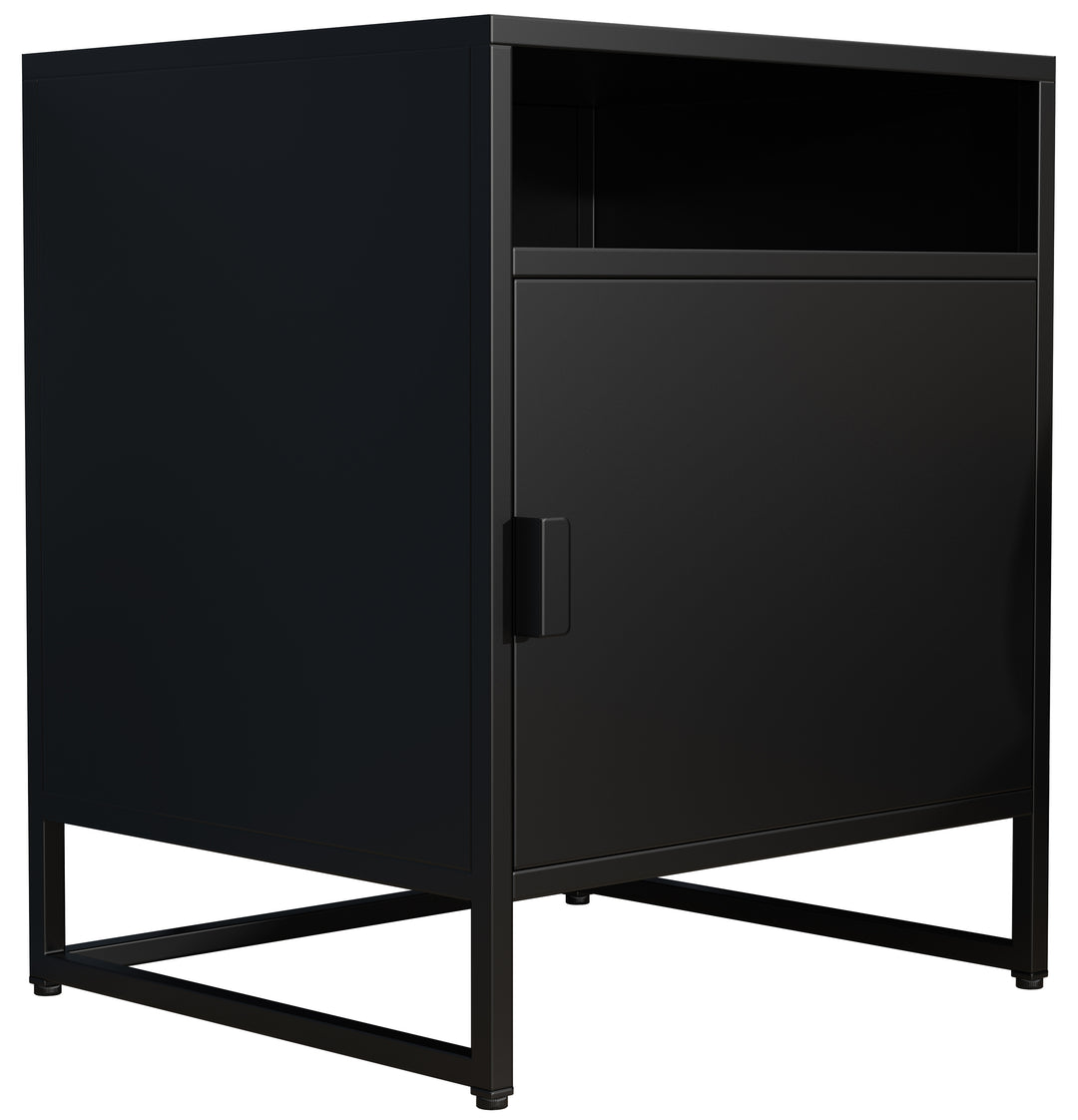 VCM NORDIC Flokas L sengebord m. 1 åbent rum og 1 låge sort metal 45x40