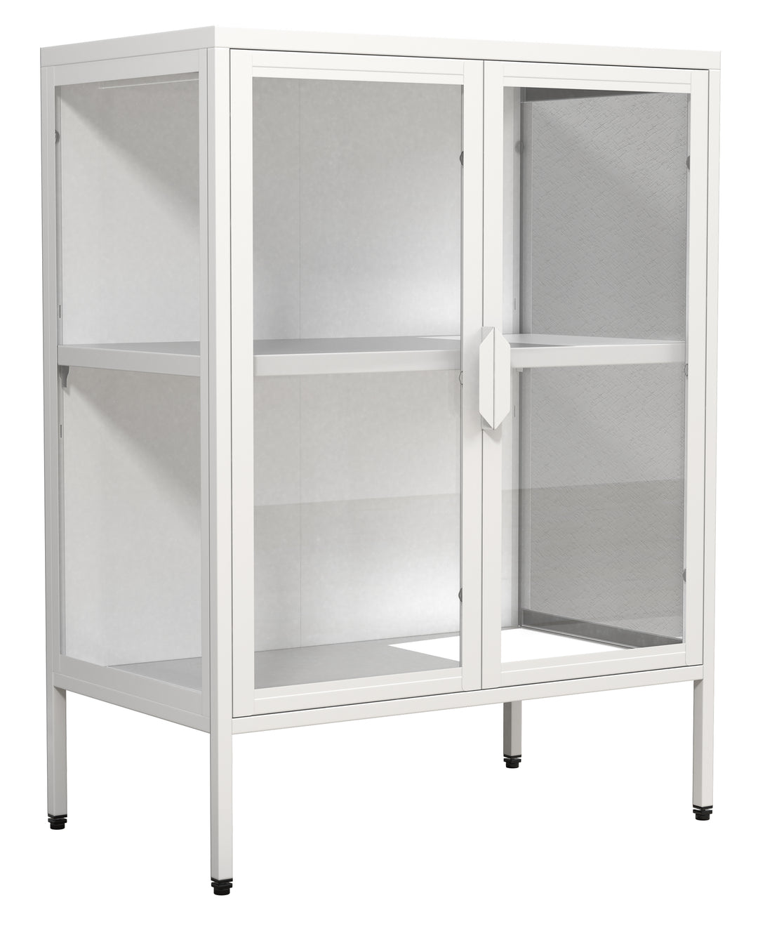 VCM NORDIC Floka S vitrineskab m. 2 låger og 1 hylde glas og hvid stål