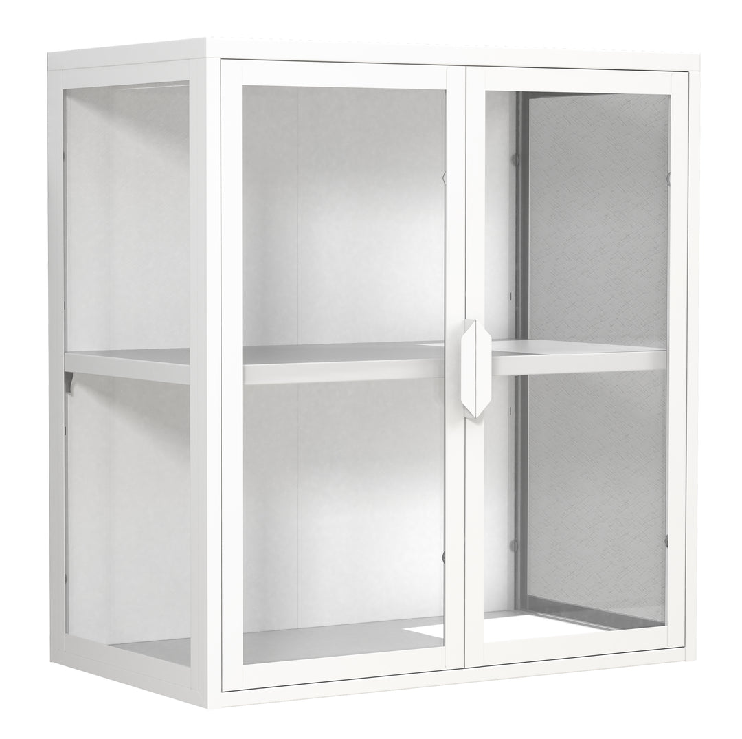 VCM NORDIC Flokas S vægskab m. 2 låger og 1 hylde glas og hvid stål