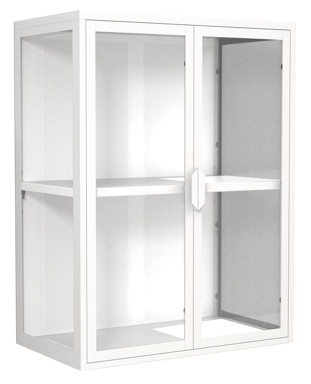 VCM NORDIC Flokas M vægskab m. 2 låger og 1 hylde glas og hvid stål