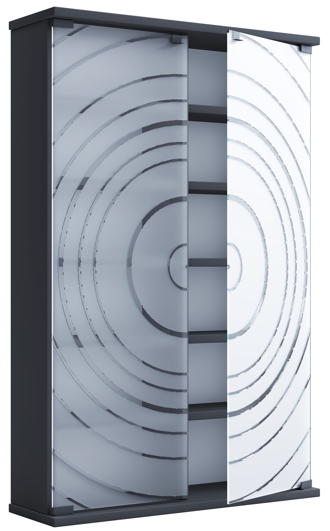 VCM NORDIC Tilano L reol til cd'ere og dvd'er m. 2 glaslåger og 10 hylder antracitgrå træ