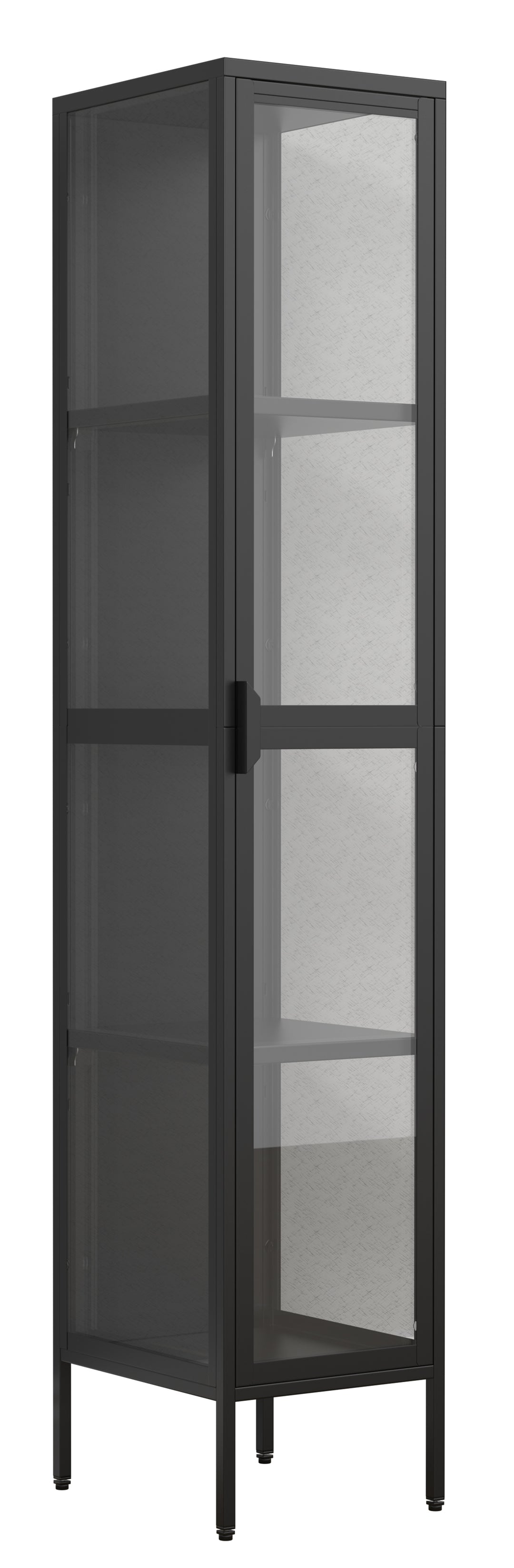 VCM NORDIC Floka XL vitrineskab m. 1 låge og 3 hylder glas og sort stål