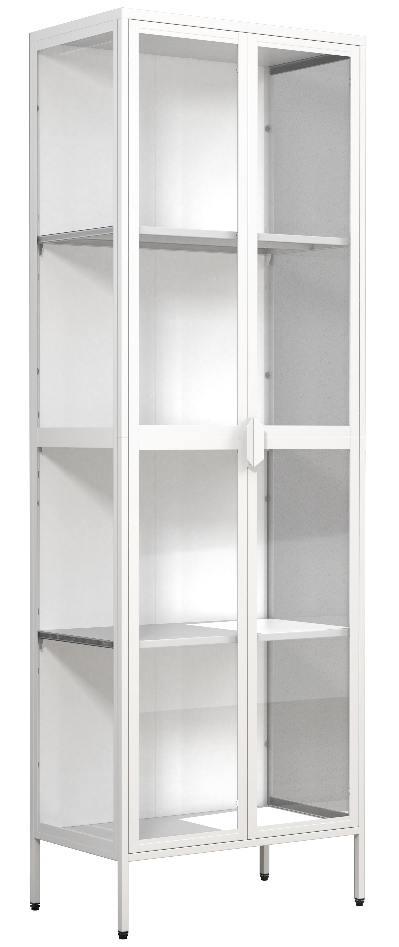 Produktbillede af VCM NORDIC Floka XXL vitrineskab m. 2 låge og 3 hylder glas og hvid stål i premium kvalitet