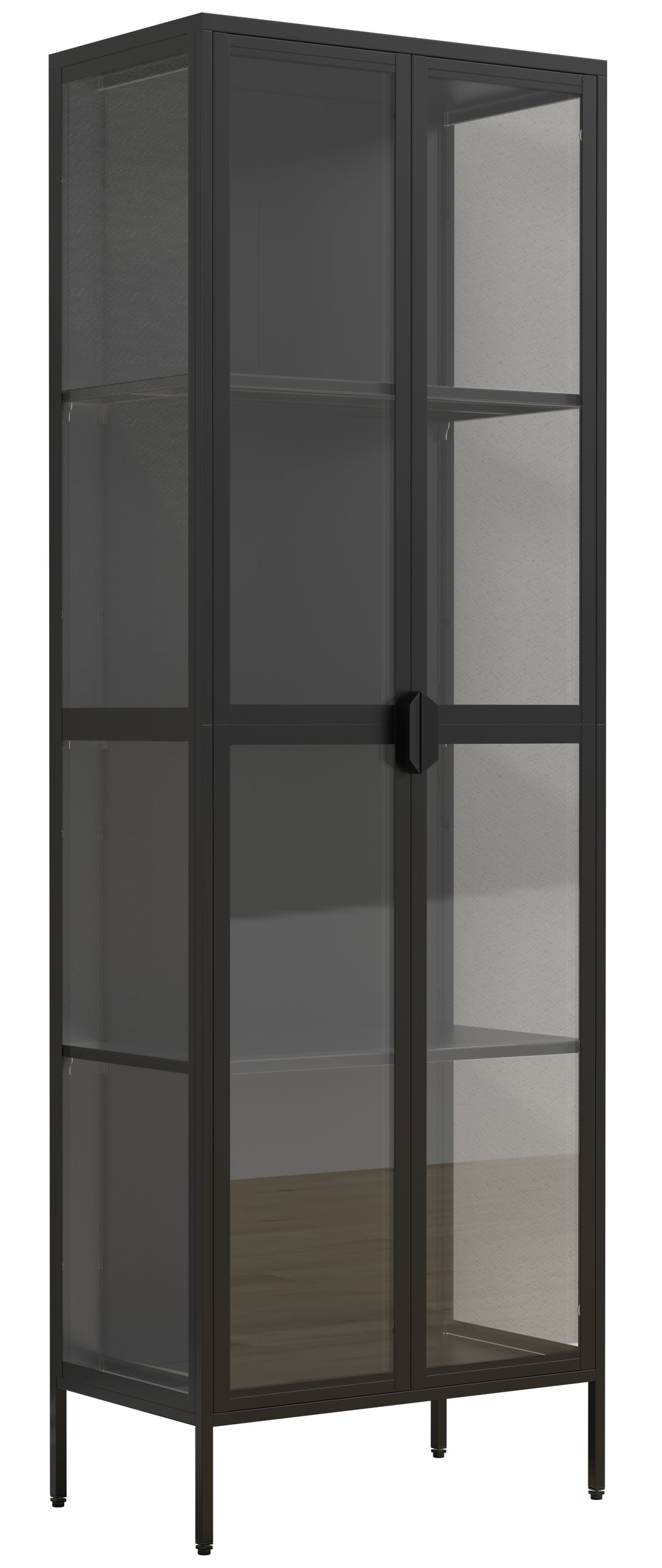 VCM NORDIC Floka XXL vitrineskab m. 2 låge og 3 hylder glas og sort stål