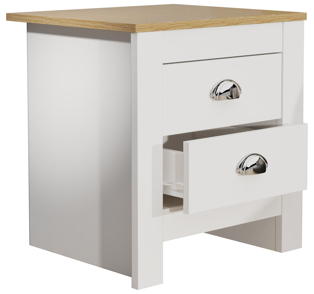 VCM NORDIC Balusa sengebord m. 2 skuffer hvid/natur træ 45x40