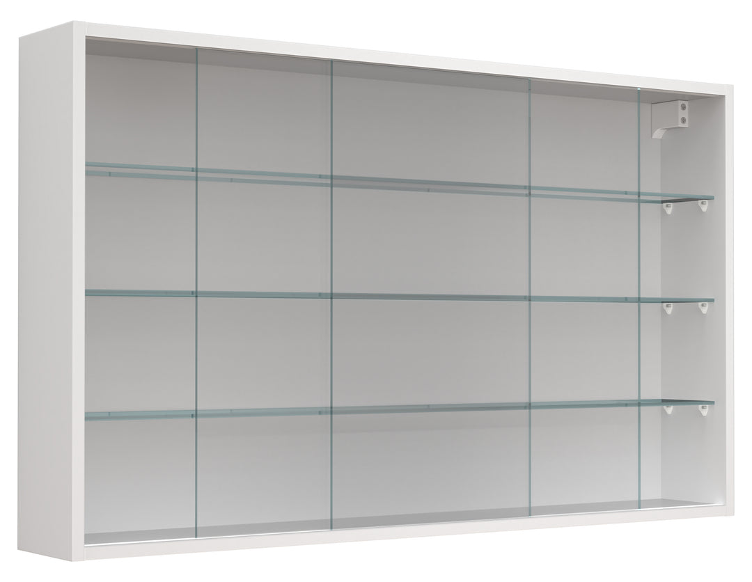VCM NORDIC Drivalo XL vægskab m. 2 skydelåger og 3 hylder glas og hvid træ