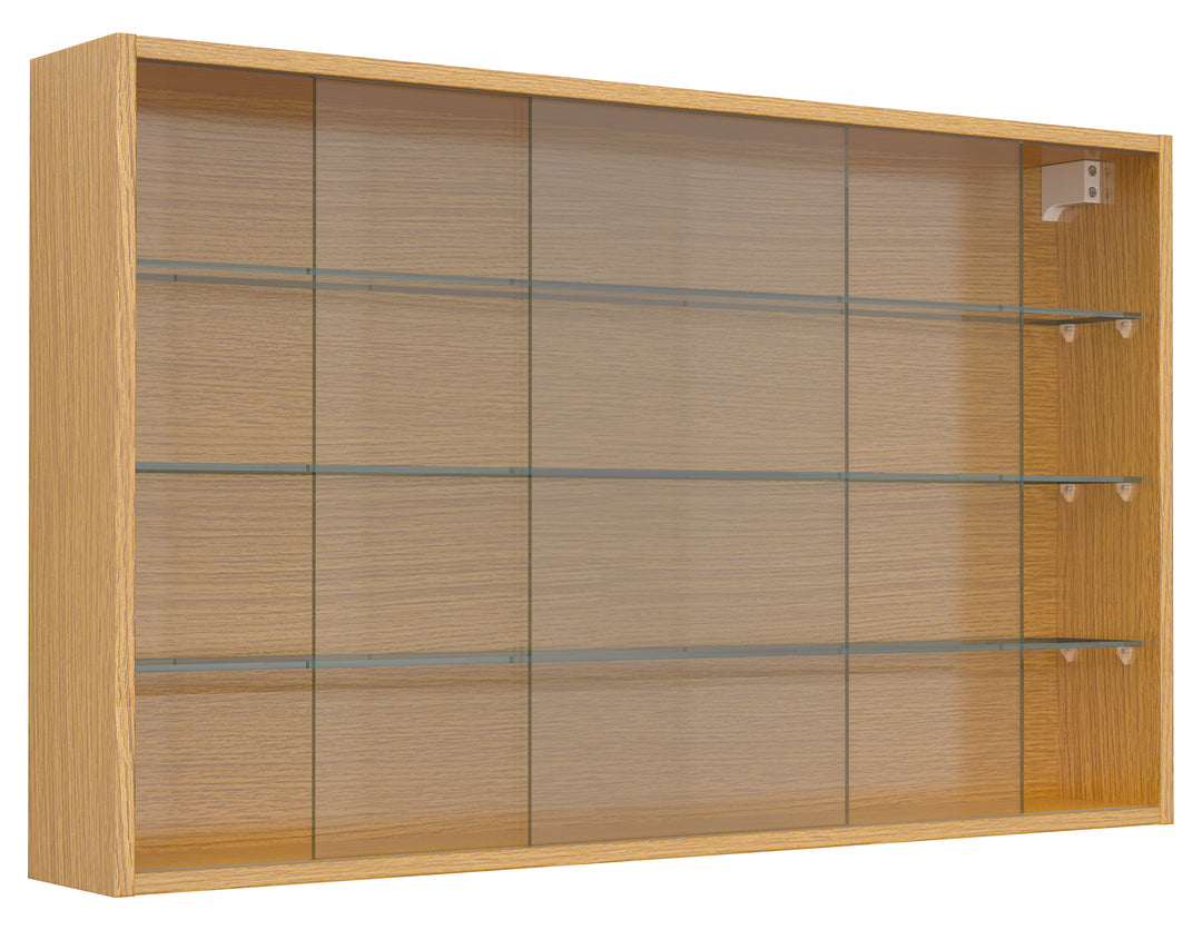 VCM NORDIC Drivalo XL vægskab m. 2 skydelåger og 3 hylder glas og natur træ