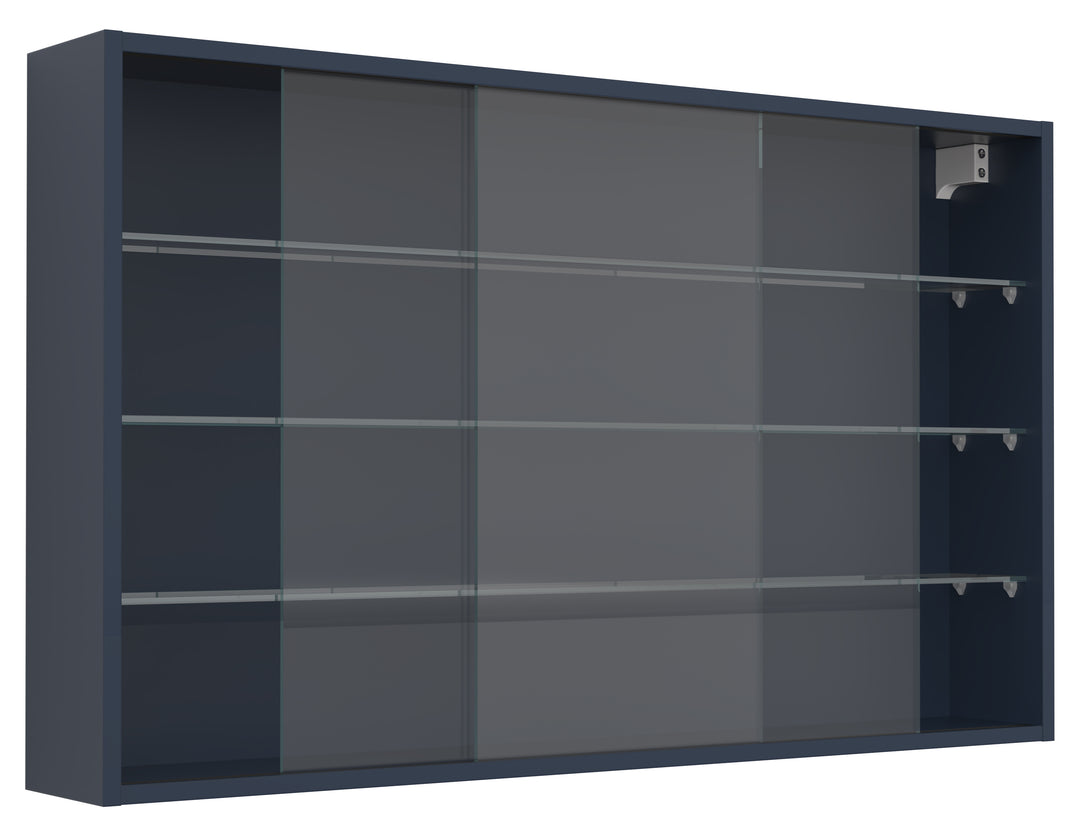 VCM NORDIC Drivalo XL vægskab m. 2 skydelåger og 3 hylder glas og antracitgrå træ