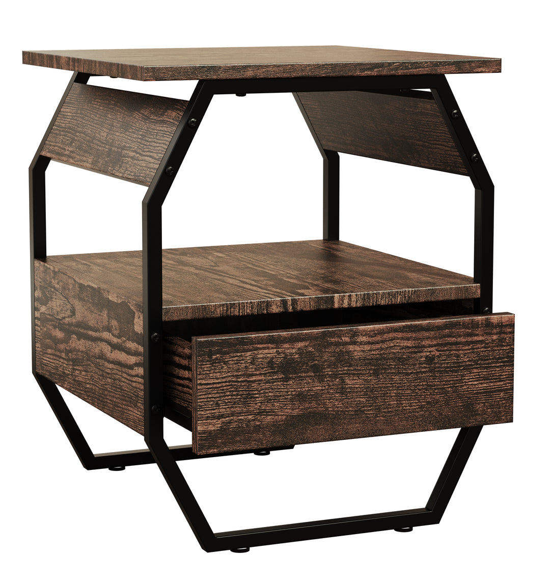 VCM NORDIC Aulari S sidebord m. 1 åbent rum og 1 skuffe natur træ og sort stål 40x40