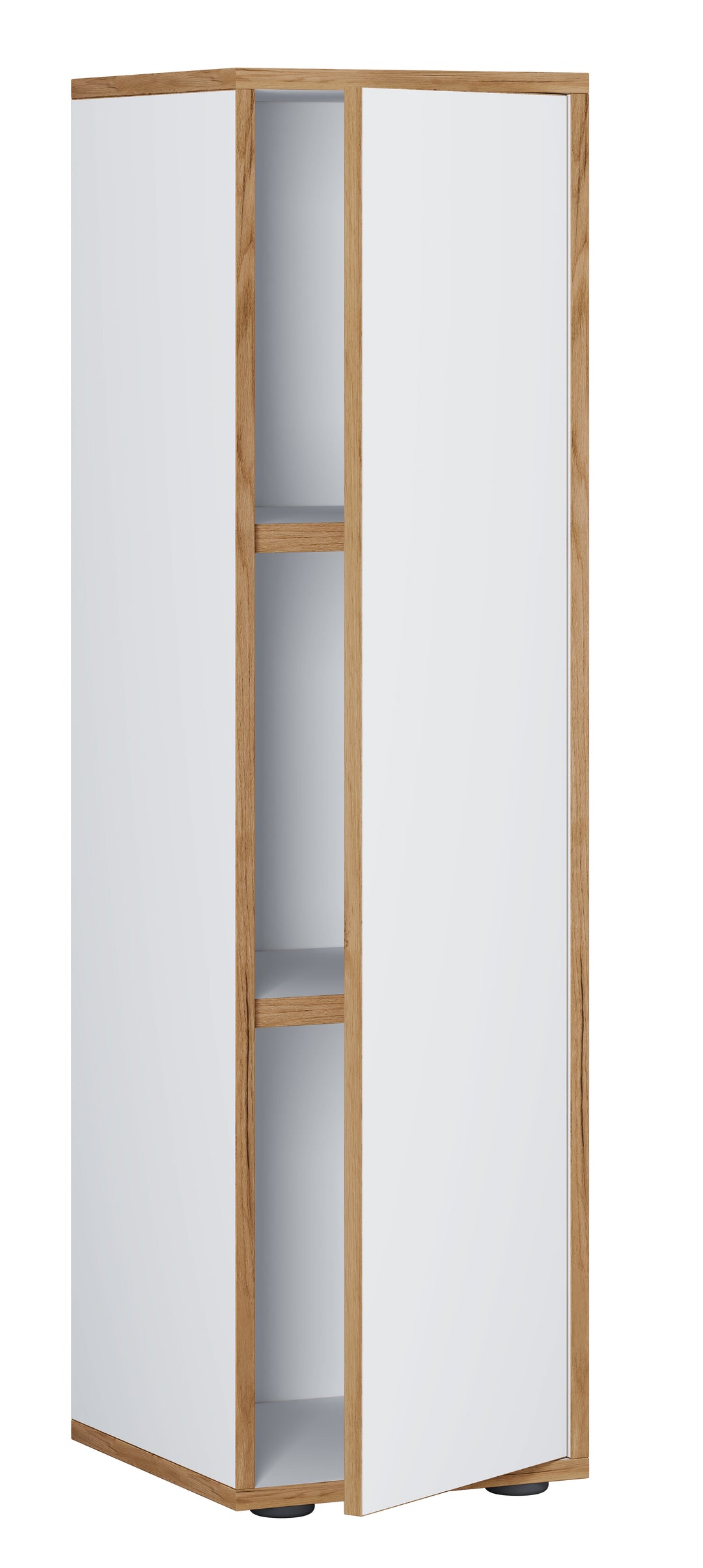 VCM NORDIC Salia B30 kontorreol m. 1 låge og 2 justerbare hylder hvid og natur træ