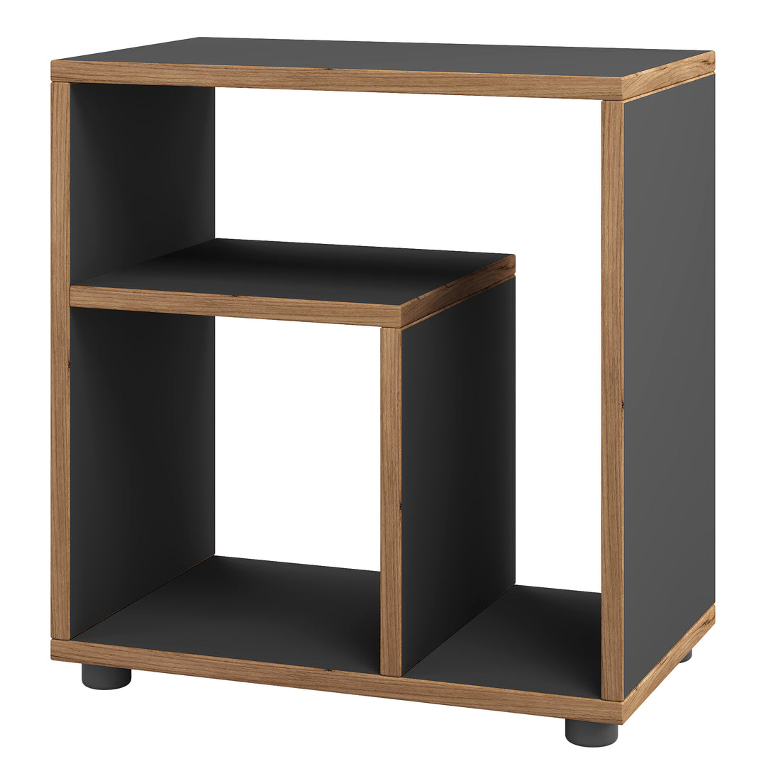 VCM NORDIC Zeito sidebord m. 2 rum antracitgrå/natur træ 50x30