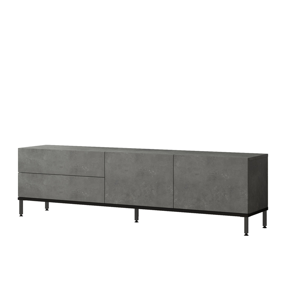 NORDVÄRK LV6 TV-bord m. 4 låger og 1 hylde sølv melamin og sort metal 170,3x35,5