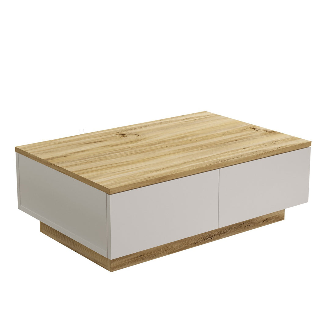 NORDVÄRK LV17 sofabord m. 2 låger natur og hvid melamin 90x60